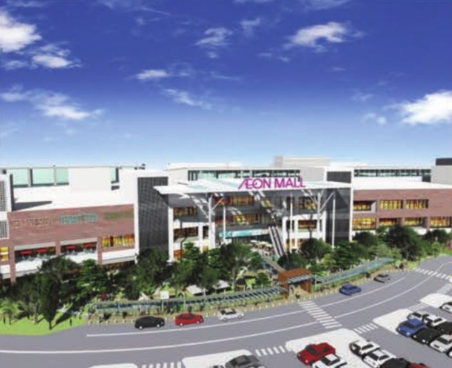 Bangunan Aeon Mall Cikarang dari sisi jalan utama